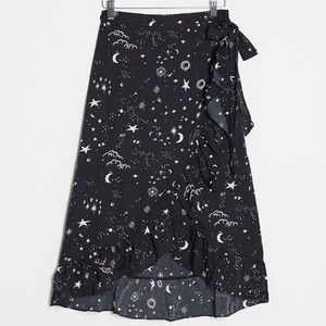 ASOS Vero Modo ruffle paneled wrap skirt celestial